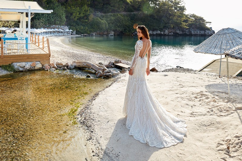 Eddy K 2019 Mermaid Wedding Dresses Long Sleeves Lace Appliques V Neck Beach Bridal Gowns Custom Boho Chic Vestido De Novia