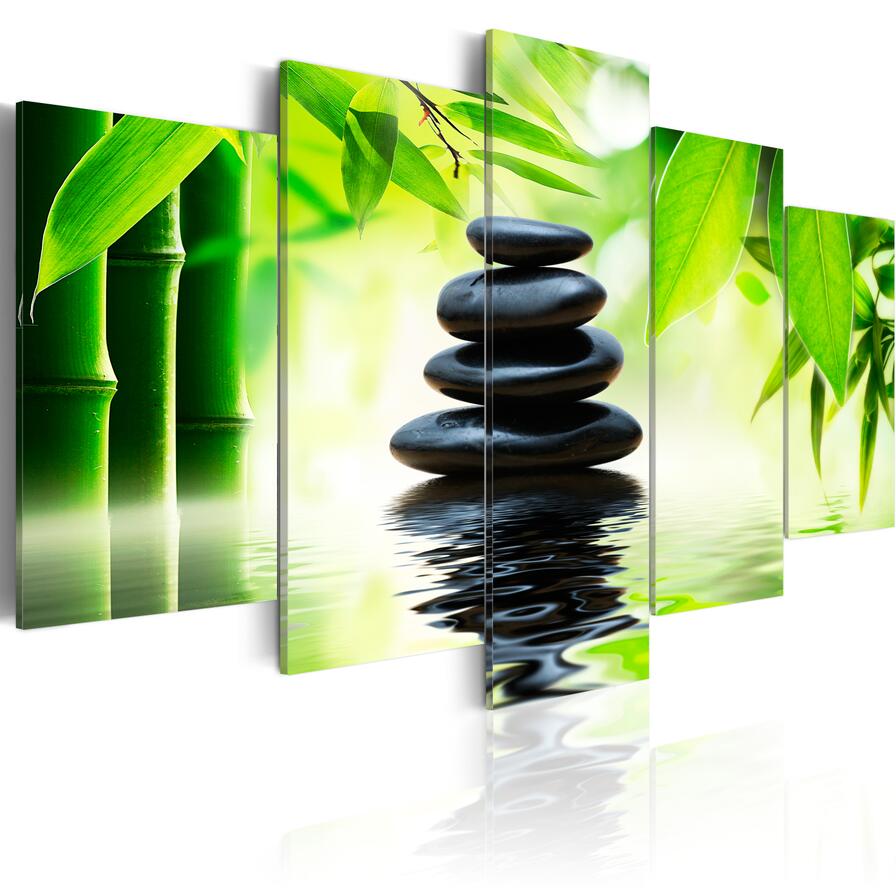 No Frame High Quality Bamboo Zen Stone Painting on Canvas Wall Art for Living Room Decor Modern Art Picture,Choose Color And Size