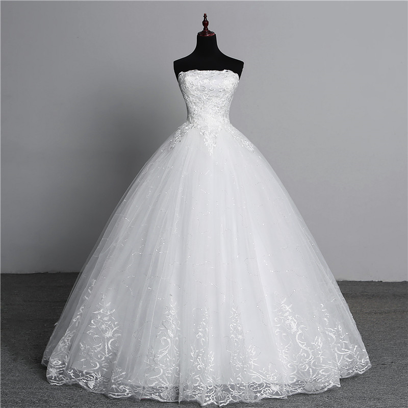 Real Photo Simple lace flower Strapless off White Fashion Sexy Wedding Dresses for brides plus size vestido de noiva
Real Photo Simple lace flower Strapless off White Fashion Sexy Wedding Dresses for brides plus size vestido de noiva