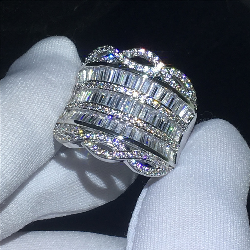 Handmade Valuable ring T shape Diamong Cz Stone 925 Sterling silver Engagement wedding band ring for women men Finger Jewelry Gift