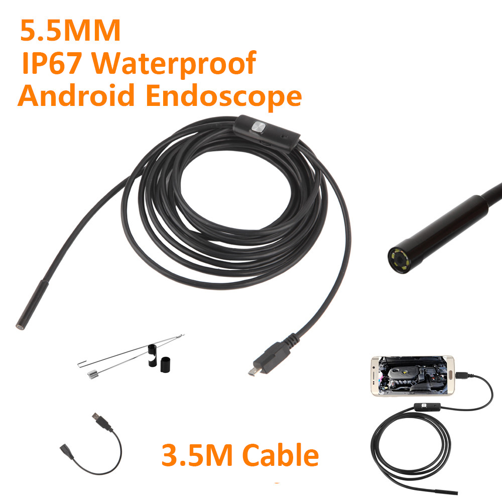 an98b phone endoscope 5 5mm cable 640480 hd usb waterproof camera for android mobile phone pc 100500mm