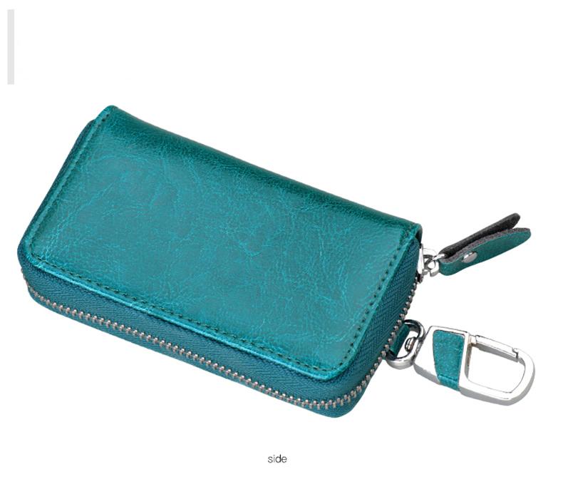 Unisex Split Cowhide Leather Key Wallet Card Holder Business Organizer Housekeeper Case Keychain Purses Pocket Car Keys Bag