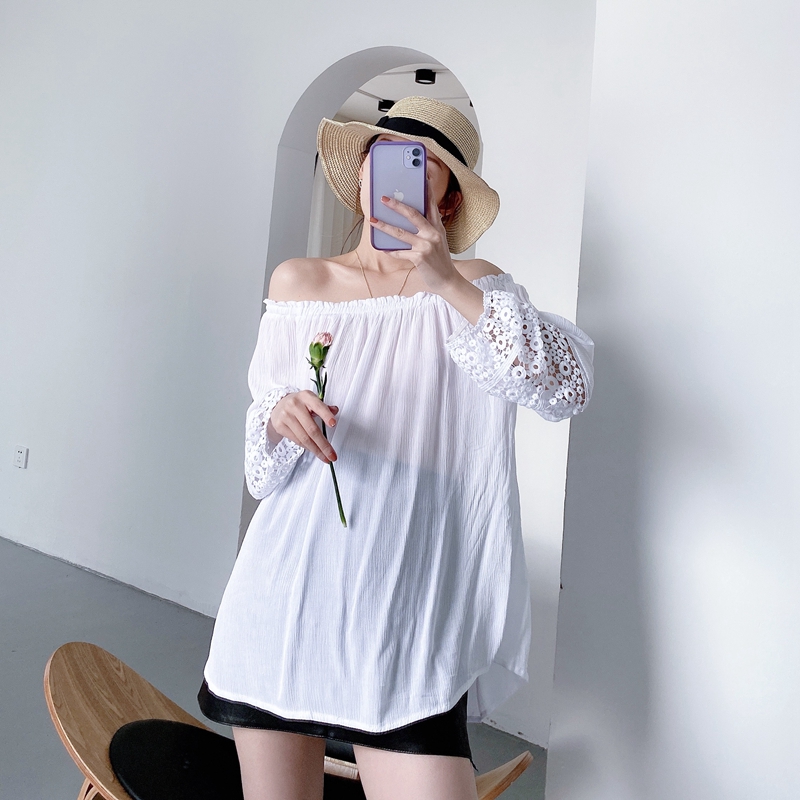 Women Loose Spring Blouse Lace Patchwork Hollow Out Off the Shoulder Pullover Shirts Elegant Ladies Tops XZ2338, Black
Women Loose Spring Blouse Lace Patchwork Hollow Out Off the Shoulder Pullover Shirts Elegant Ladies Tops XZ2338, Black