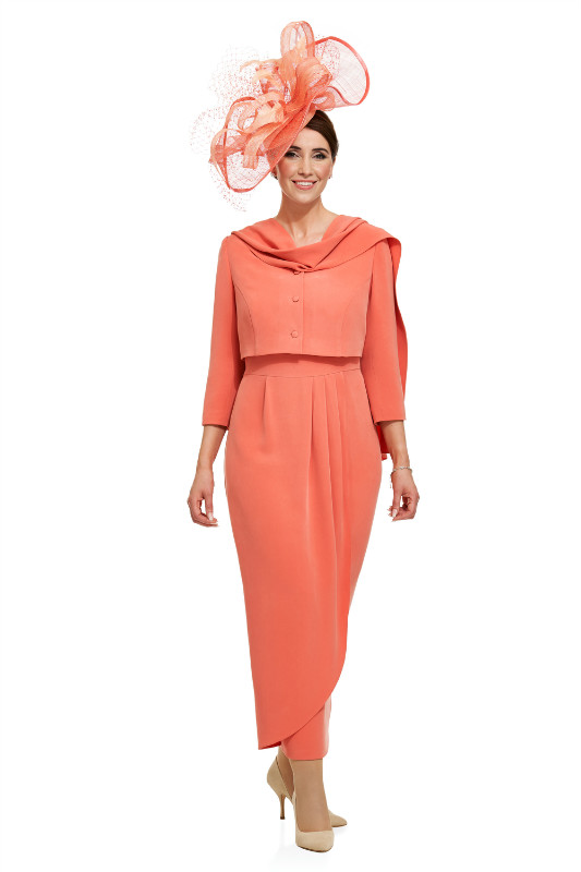 2020 Joyceyoungcollections Elegant Jewel 3/4 Long Sleeve Mother Of The Bride Dress With Jacket Draped Mother Dress Formal Evening Gowns