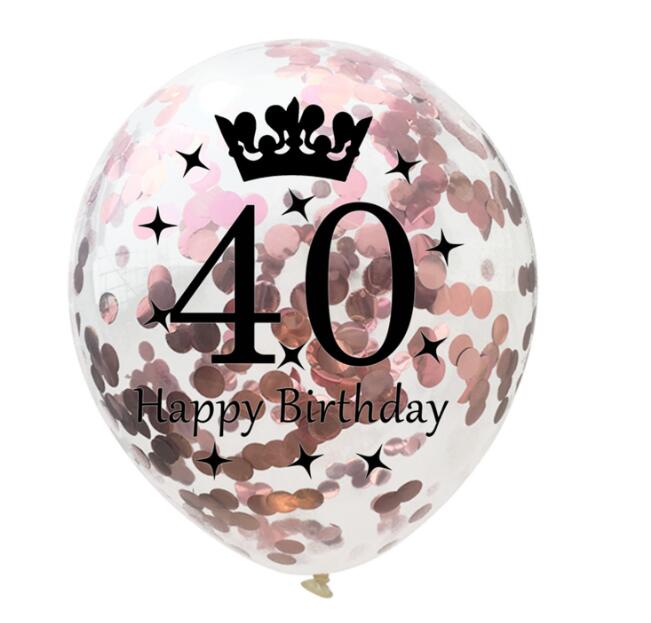 Confetti Birthday Balloons 12 Inch Inflatable Latex Clear Confetti Balloon 30 40 50 Anniversary Birthday Party Decoration