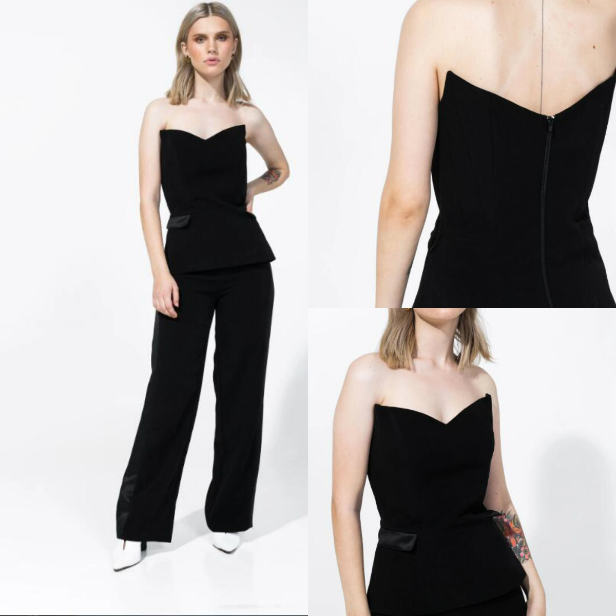 2020 Black Prom Jumpsuits Sweetheart Women Pantsuits Satin Dresses Floor Length Formal Evening Gowns Party Wear Robe De Soiree