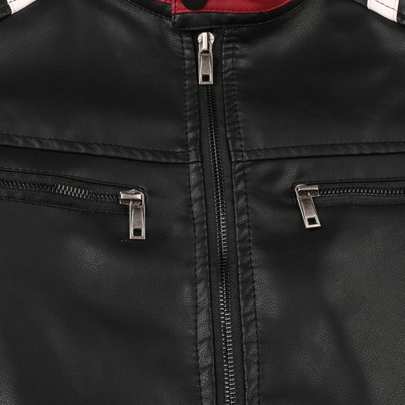 Spot 2021 Spring and Autumn Lapel Long Sleeve Solid Color Zipper Temperament Stand Collar Leather Jacket Support Mixed Batch