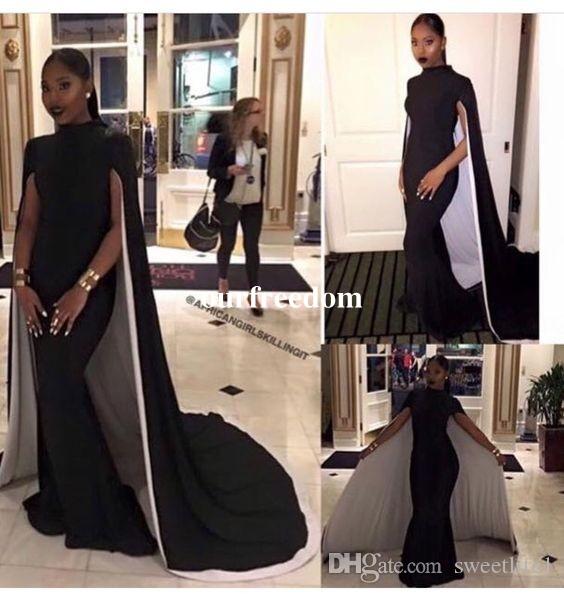 2020 Mermaid Black Girl Prom Dresses High Neck Black Sleeveless Cape Long Evening Dresses Formal Gowns Robe De Soiree, Ivory
2020 Mermaid Black Girl Prom Dresses High Neck Black Sleeveless Cape Long Evening Dresses Formal Gowns Robe De Soiree, Ivory