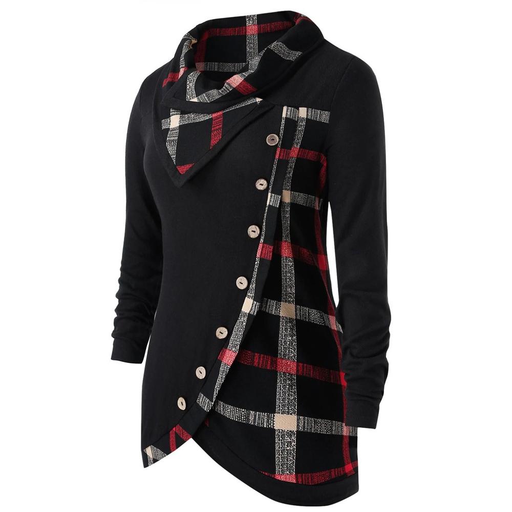 Women Long Sleeve Plaid Turtleneck Blouse Female Autumn Vintage Irregular Hem Tartan Tunic Pullover Tops For 2019 Fashion, Gray
Women Long Sleeve Plaid Turtleneck Blouse Female Autumn Vintage Irregular Hem Tartan Tunic Pullover Tops For 2019 Fashion, Gray