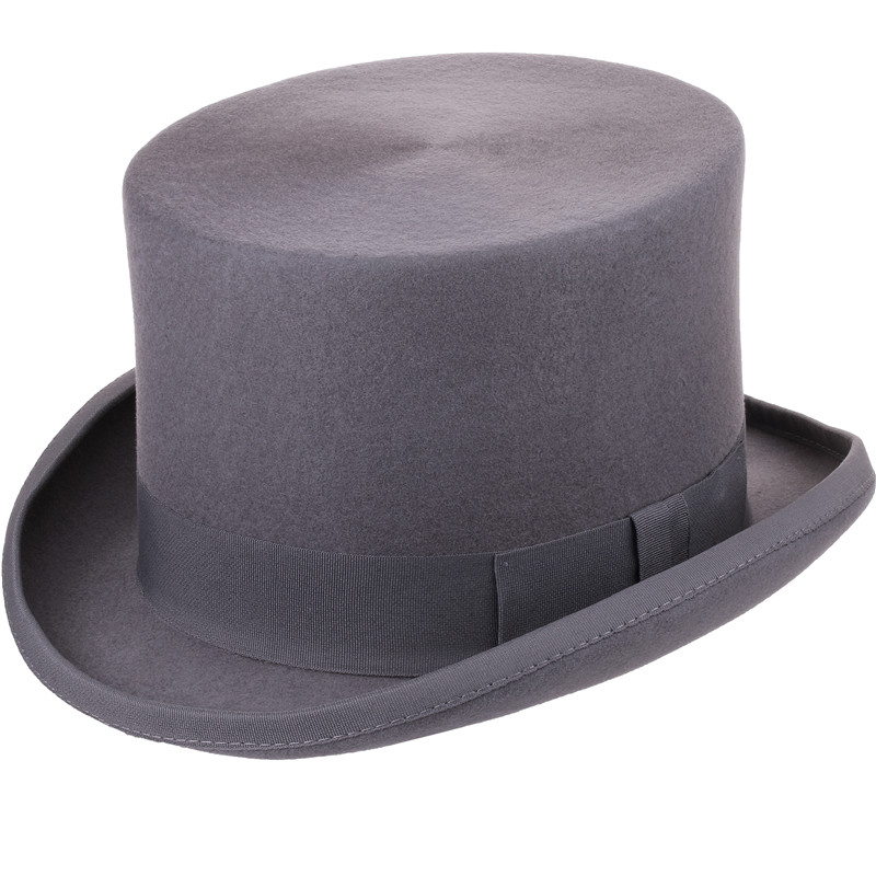 135cm high 100 Wool Top Hat Satin Lined President Party Men039s Felt Derby Black Hat Women Men Fedoras6024196