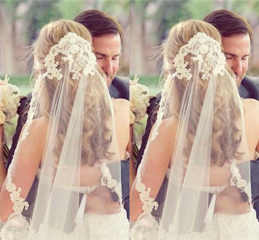 Bridal Wedding Veil Cheap Free Comb Lace Vintage White Ivory Tulle Wedding Bridal Veil Elbow Length One Layer Events Formal Appliques