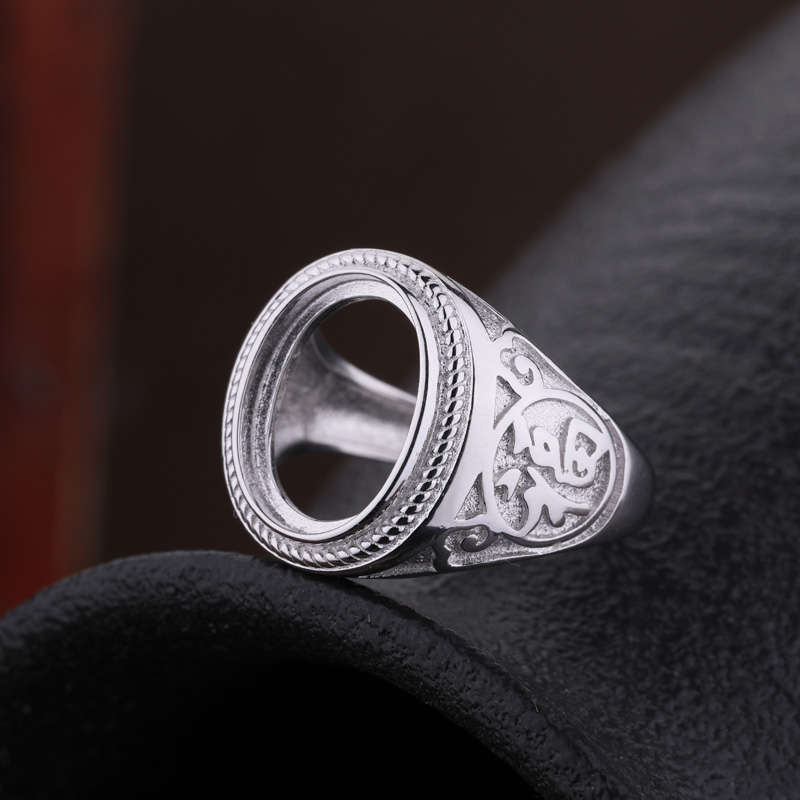 Sterling Silver 925 Women Men Engagement Wedding Ring 10x13mm 17x21mm Oval Cabochon Semi Mount Ring Setting Fit Amber Turquoise