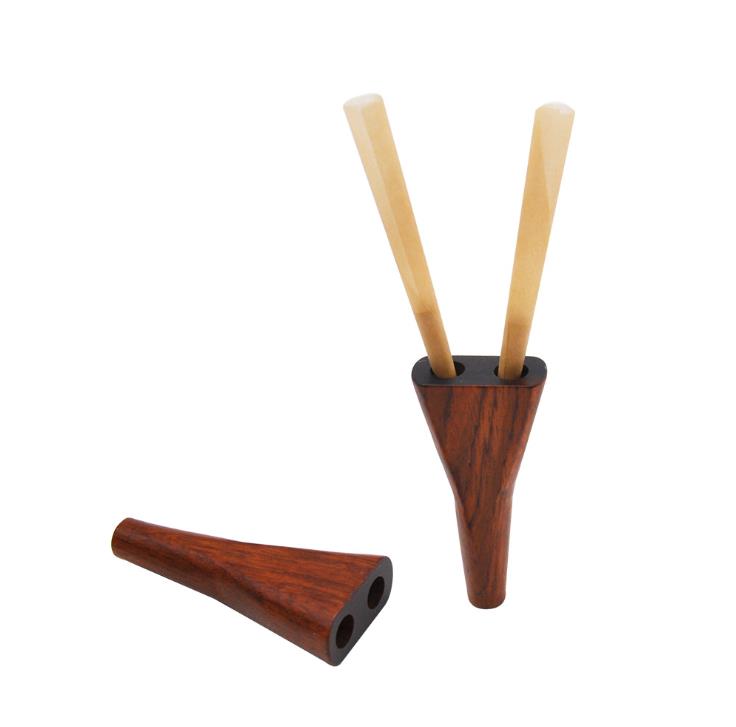 Handmade Dual-hole Wood Pipe Red Sandalwood Pipe Solid Wood