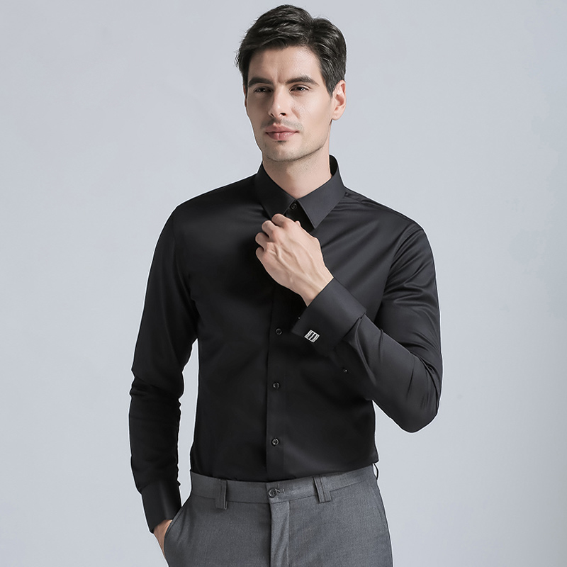 Brand New Men's Dress Shirt Men's Cotton Regular Fit Cufflink Shirts Fashion Solid Color Long Sleeve Men Business Suits Shirts, Black
Brand New Men's Dress Shirt Men's Cotton Regular Fit Cufflink Shirts Fashion Solid Color Long Sleeve Men Business Suits Shirts, Black