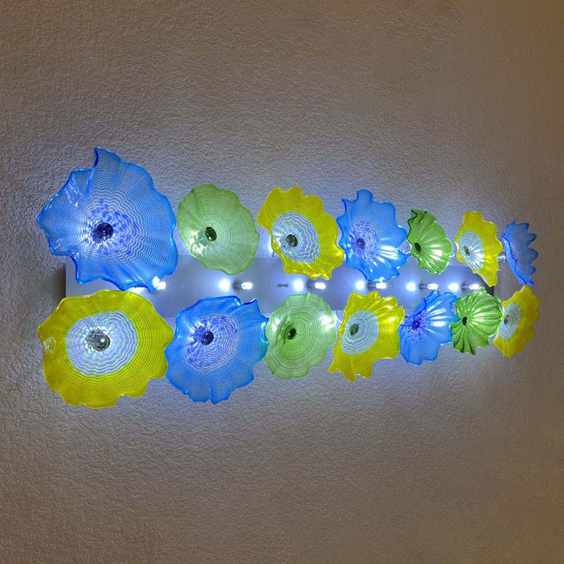 European Flower Plates Wall Lamps Italian Design Hand Blown Glass Wall Lighting LED Murano Glass Art Wall Sconce
