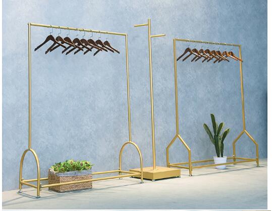 Golden clothing rack Bedroom Furniture Shopping racks in clothes stores display hang shelves Floor hanger clothes-horse