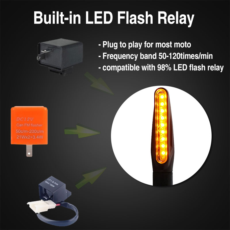 4PCS Motorcycle Turn Signals Light E24 Motorcycles Flowing Water Blinker Flashing Indicator Bendable Tail Stop Signal