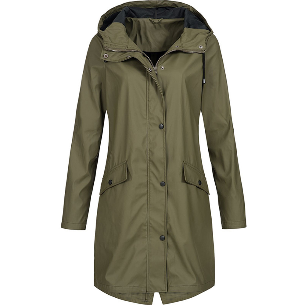 Winter Women Jacket Fashion Autumn Solid Rain Jacket Outdoor Plus Waterproof Hooded Raincoat Windproof Coats Jackets Famale