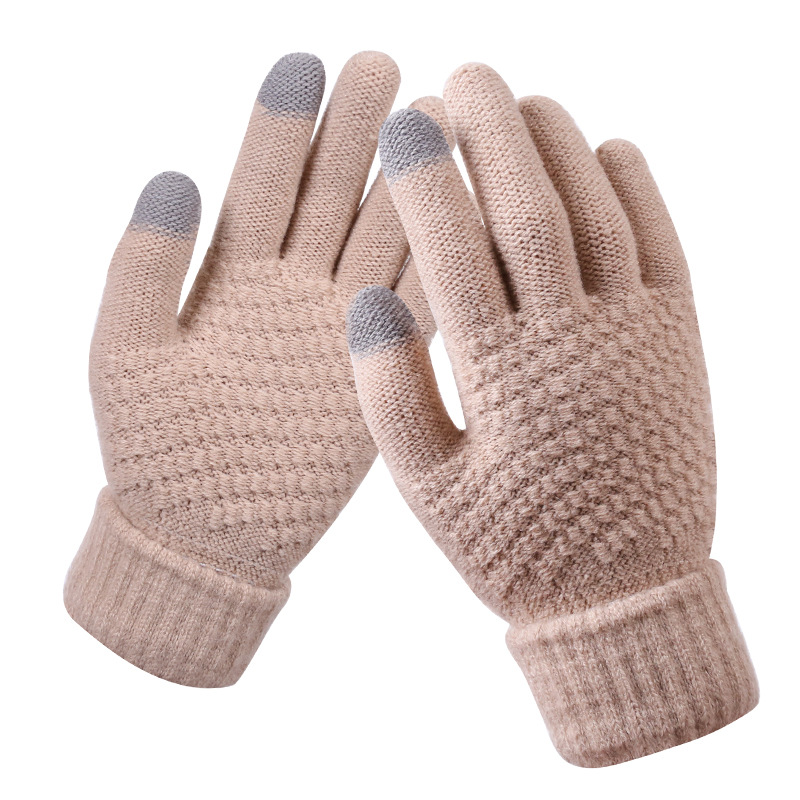2020 Winter Touch Screen Gloves For Women Men Warm Stretch knitted Mittens Imitation Wool Full Finger Black White Gloves