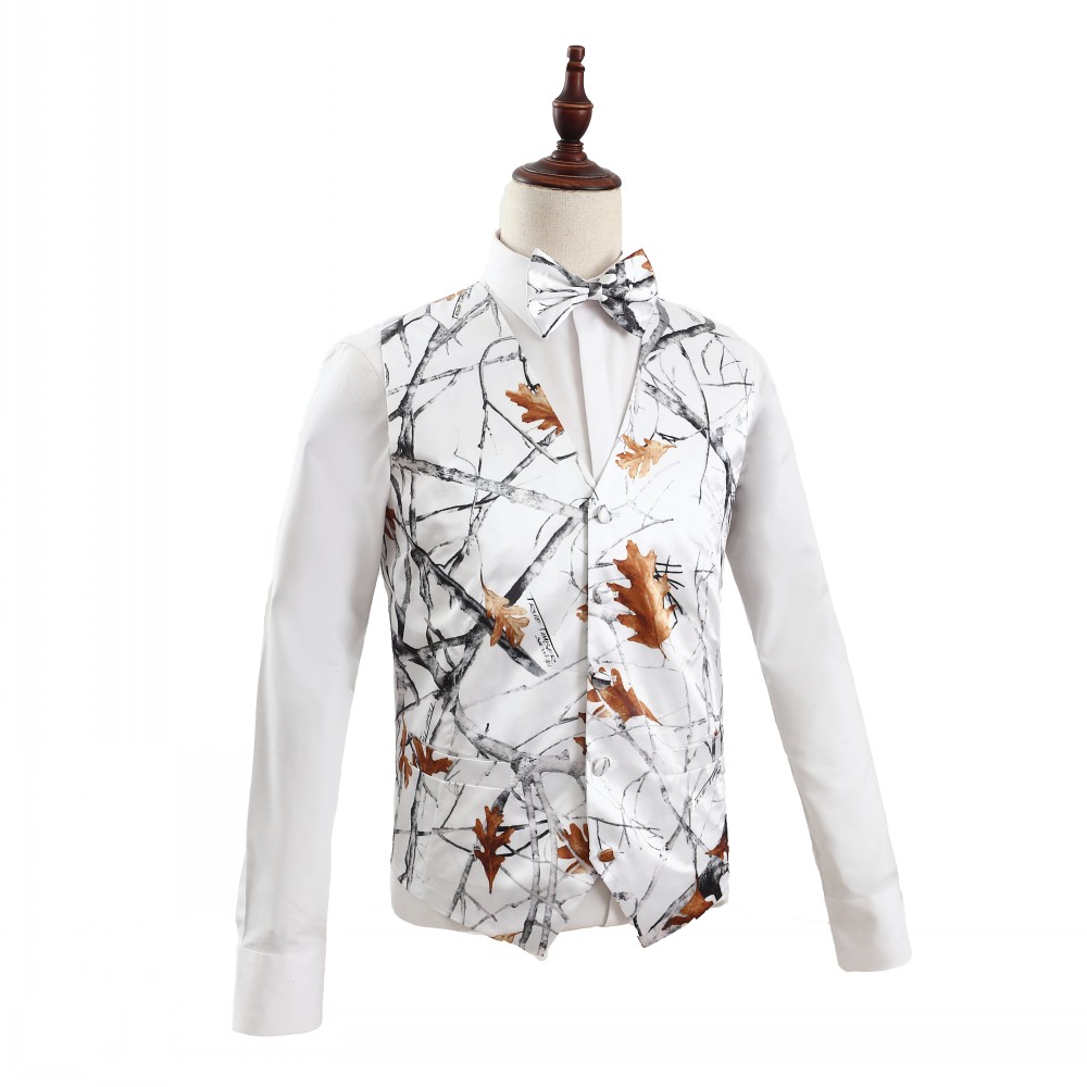 Casual Camo Print Groom Vests Rustick Wedding Camouflage Men's Waistcoat Dresses 2 piece set (Vest+Tie) Custom Made
