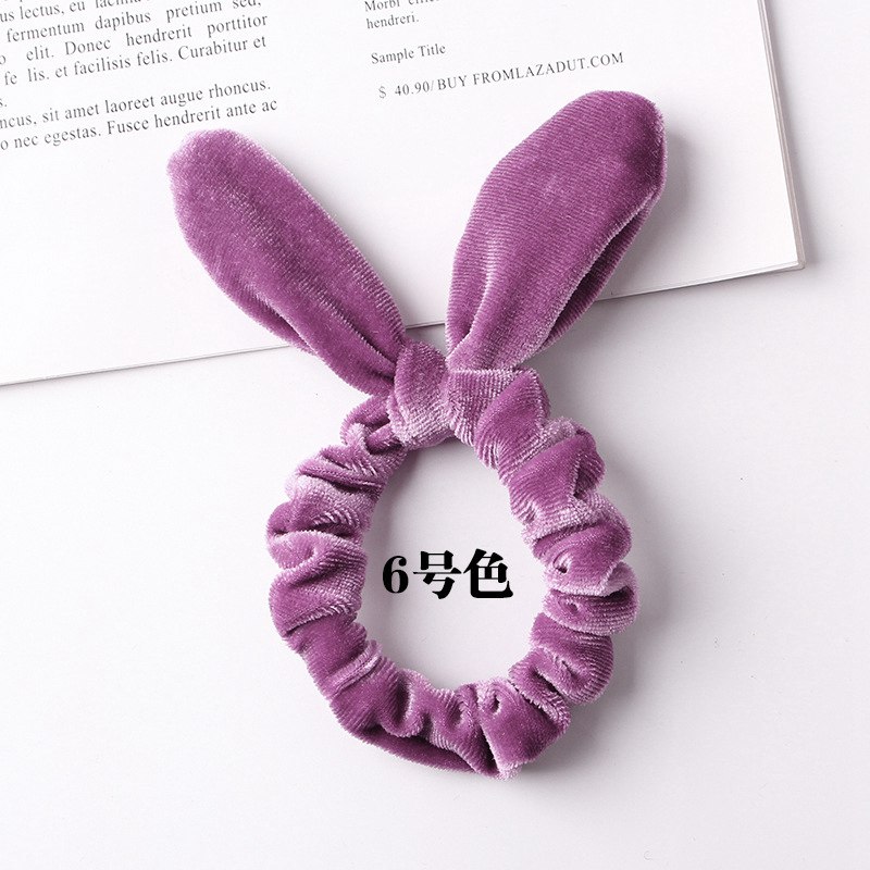 Women Girls Velvet Bunny Ears Elastic Hair rope Hair Ties Accessories Ponytail Rabbit ears Headband Children Scrunchy Hairbands 50pcs FJ3363