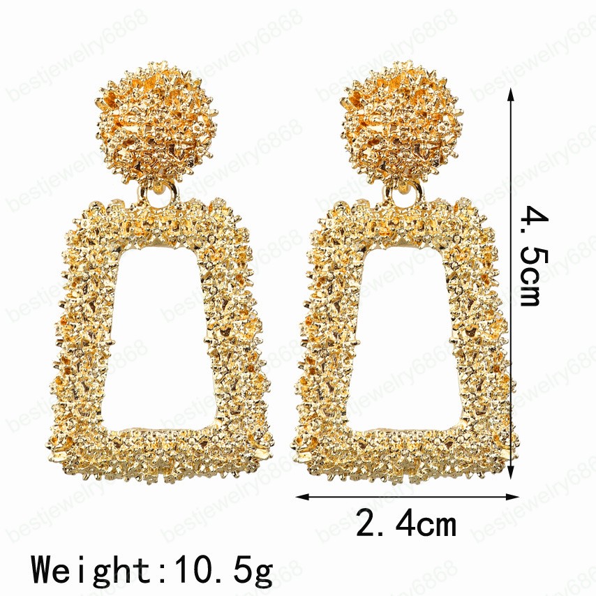 Vintage 5 Colors Metal Earrings for women gold color Geometric statement earring metal earing Hanging fashion jewelry