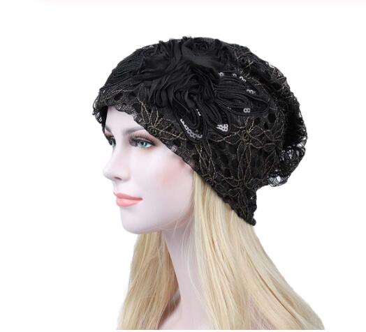 Women Lace Flower Slouchy Baggy Head Cap Chemo Beanie Cancer Hat Turban Ms. lace month warm chemotherapy hat cappello donna GB1331