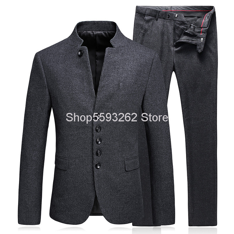 Suit Suit Second Piece Set Woolen Thicken Li Collar Middle Age Male Dad Pack, Dark gray
Suit Suit Second Piece Set Woolen Thicken Li Collar Middle Age Male Dad Pack, Dark gray