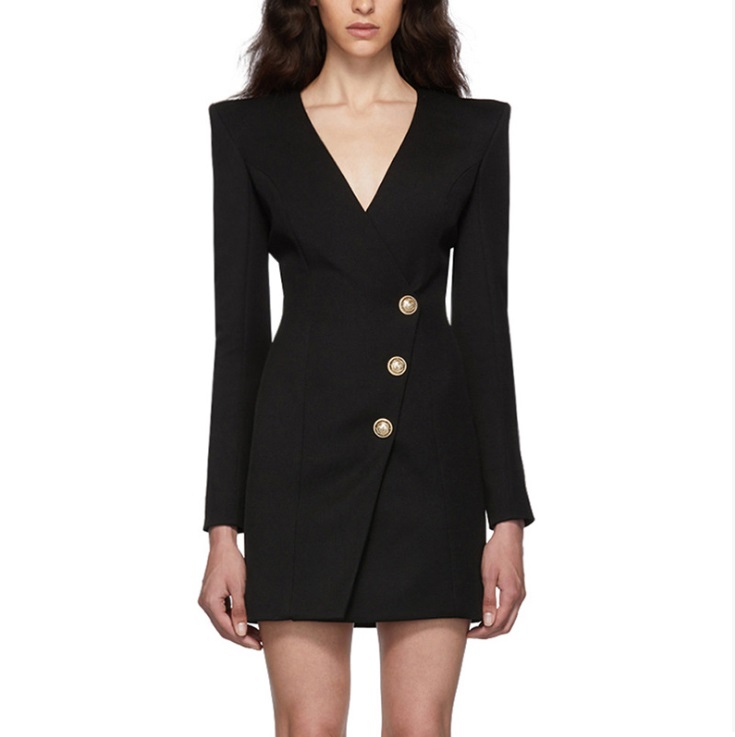 Hot New Style Top Quality Original Design Women's Deep V Dress Slim Pack hip Dress Metal Buckles Formal Working Dress OL Suit, Black
Hot New Style Top Quality Original Design Women's Deep V Dress Slim Pack hip Dress Metal Buckles Formal Working Dress OL Suit, Black