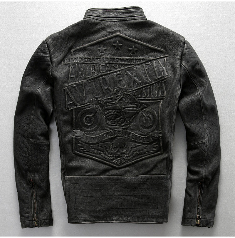 vintage Black AVIREX FLY motorcycle leather jackets hip hop cow leather jackets Stamp motorcycle stand collar american customs locomotive
vintage Black AVIREX FLY motorcycle leather jackets hip hop cow leather jackets Stamp motorcycle stand collar american customs locomotive