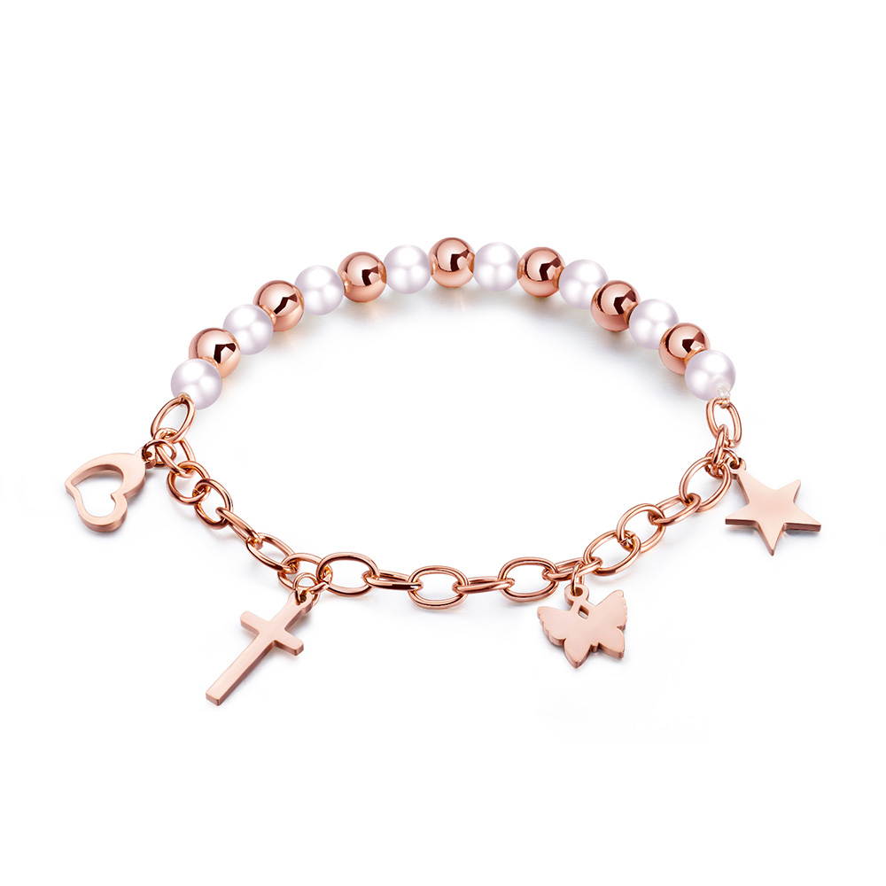Charm Butterfly Star Cross Heart Shape chain Bracelets Stainless Steel Titanium Steel 14K Gold Plated Women Girl's Gift Jewelry