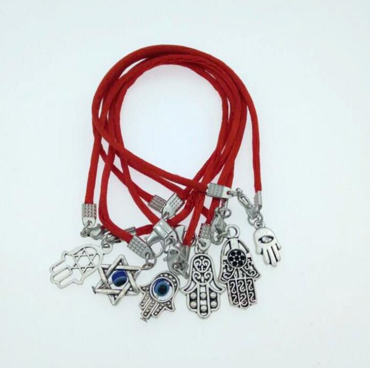 Fashion Lucky Red String Rope Kabbalah Hamsa Hand Charm Bracelets Handcrafted Bangles Adjustable Bracelet Woman Man Jewelry Gift 16cm -22cm