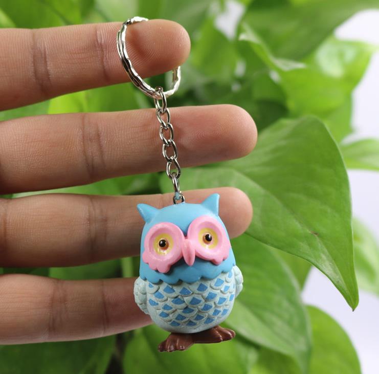 Owl Keychain Bag Car Key Chain Cute Animal Bird Pendant Figure Keyring Birthday Gift 4 Colors Mix 24pcs/Lot Wholesale