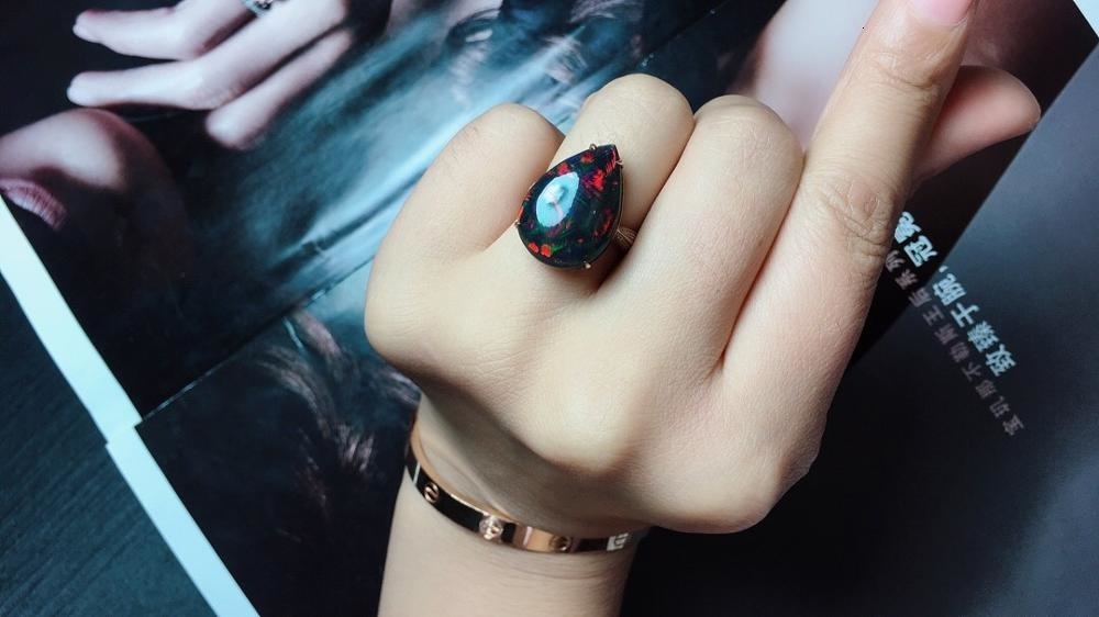820 Fine Jewelry Pure 18K Rose Gold Natural Precious Opal 11.8ct Gemstone Diamonds Female Fine Rings Jewelries As Presents CJ191205