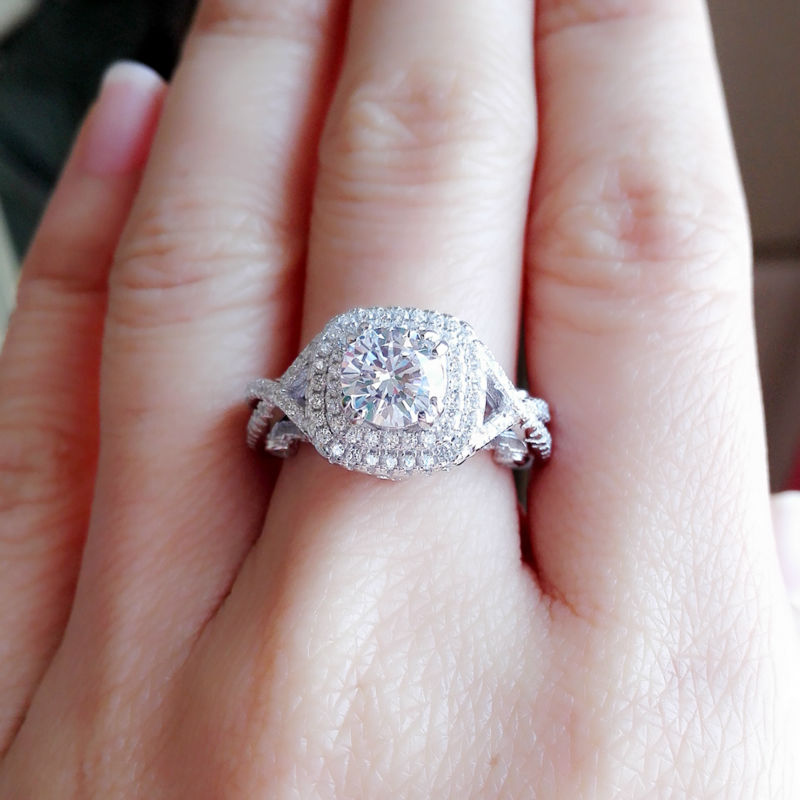 Sterg Sier Winding Knot Cross Ring with White CZ for Women - Bohemian & Retro Wedding Band