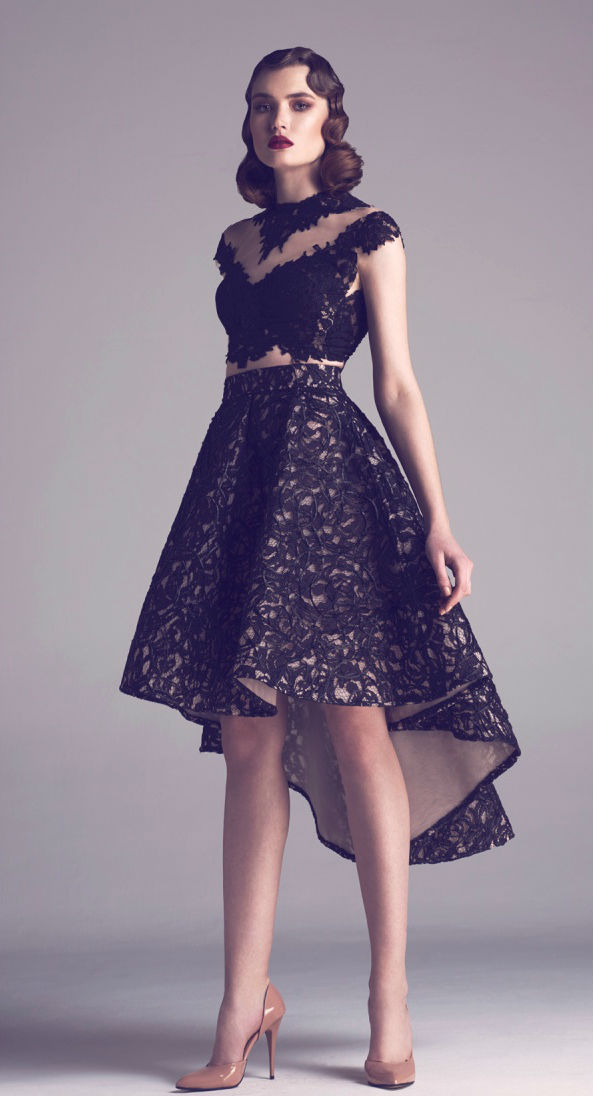 New Arrival Short Prom Dresses Cap Sleeve Illusion Lace Appliques Little Black Dresses Formal Evening Party Gowns