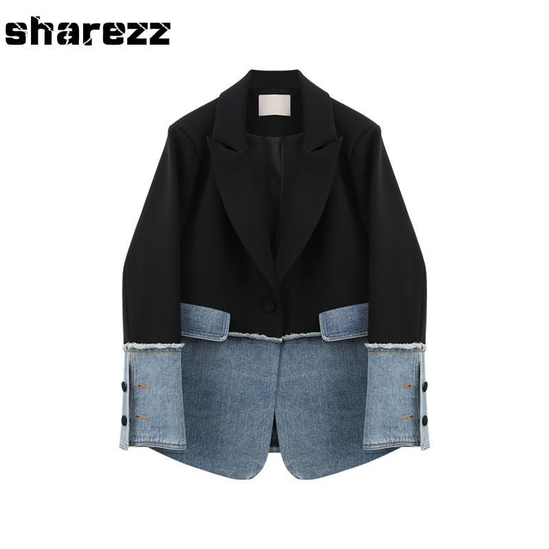 Sharezz Spring 2020 New Fashion Women Denim Patch Jacket Coat Slim Fit Long Sleeve Asymmetrical Blazer Tops Office Tide, Black
Sharezz Spring 2020 New Fashion Women Denim Patch Jacket Coat Slim Fit Long Sleeve Asymmetrical Blazer Tops Office Tide, Black