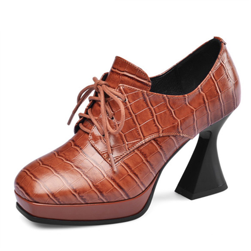 fashion high heels single shoes genuine leather black color women pumps spring lace up platform shoes
fashion high heels single shoes genuine leather black color women pumps spring lace up platform shoes