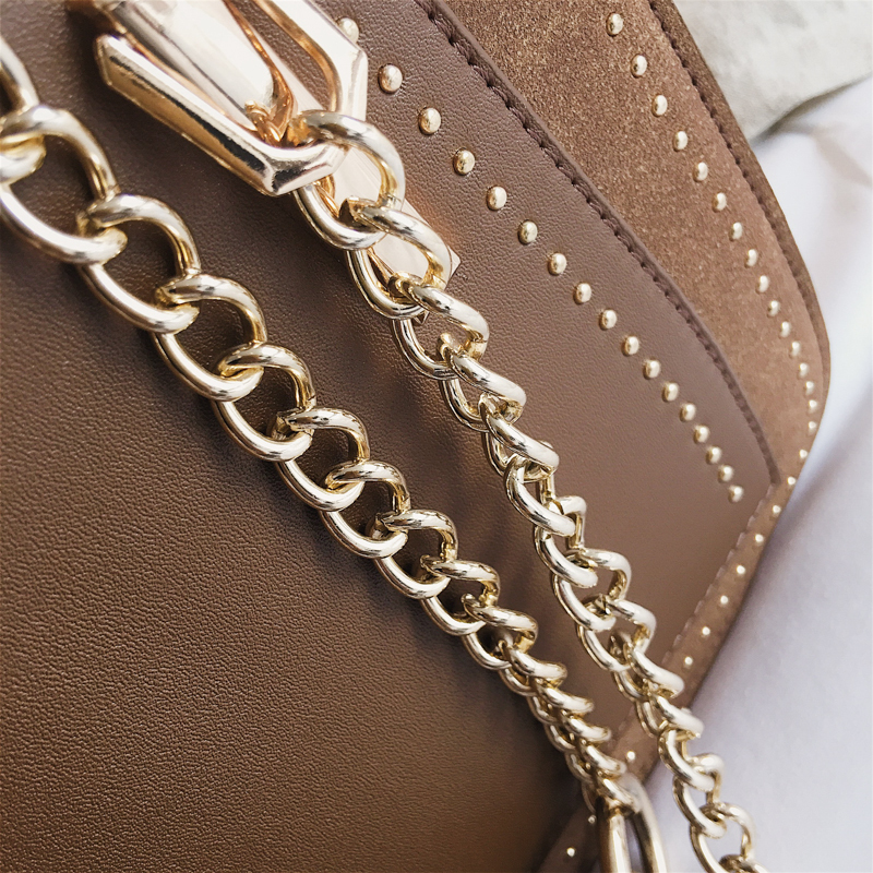 Luxury Rivet Handbag Women Bag Designer Brand Metal Chain Tote Bags Casual PU Leather Crossbody Bag V191121