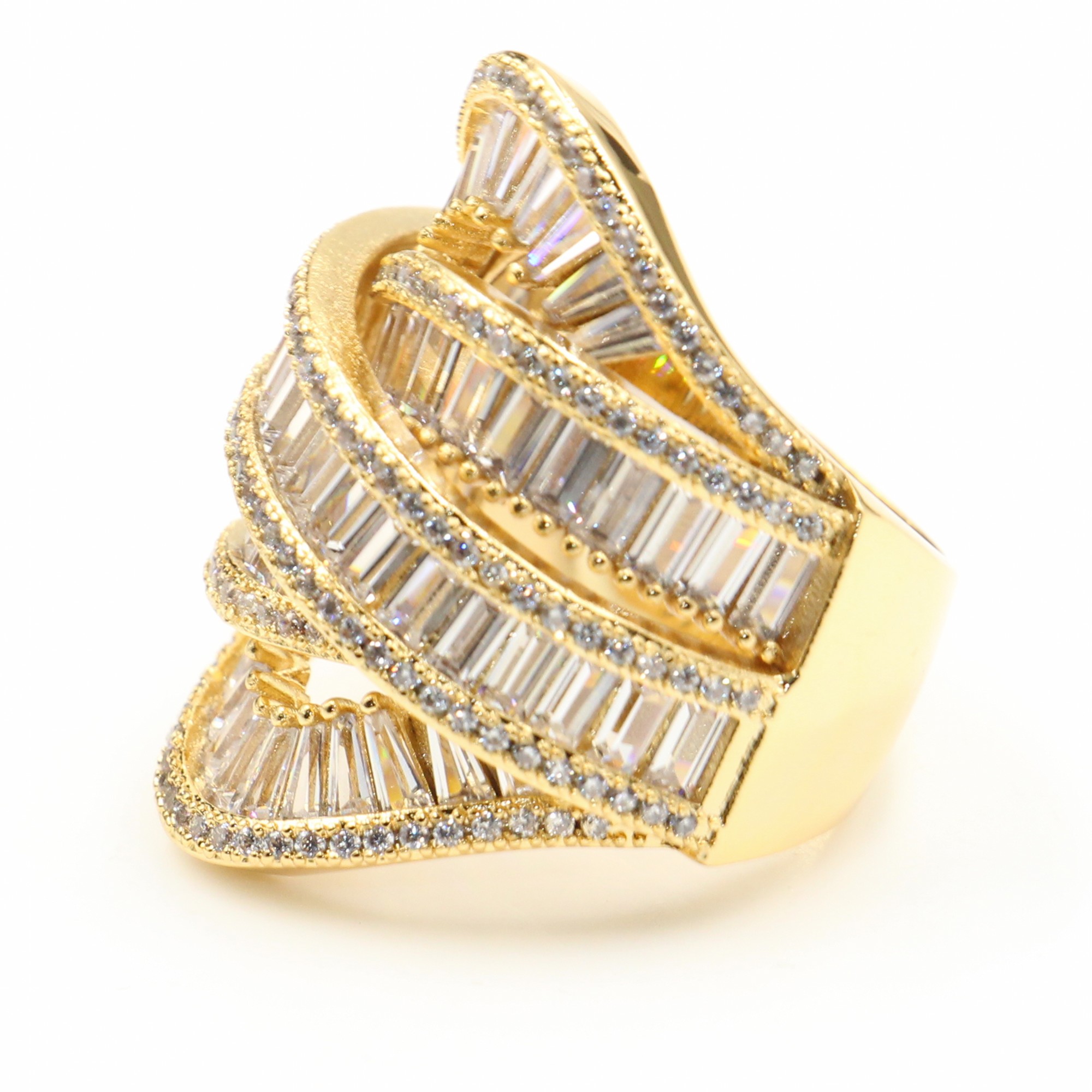 Victoria Wieck Rulalei Fashion Jewelry 925 Sterling Silver&Gold Fill Princess Cut White Topaz CZ Diamond Women Wedding Wide Eternity Ring