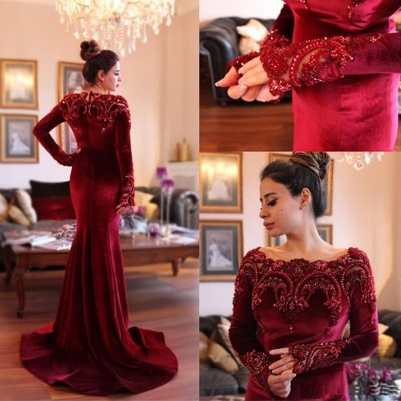 2020 Dark Red Velvet Islamic Abaya in Dubai Muslim Evening Dresses Scoop Neck Lace Crystal Beads Long Sleeves Mermaid Long Party Prom Gowns, Blue
2020 Dark Red Velvet Islamic Abaya in Dubai Muslim Evening Dresses Scoop Neck Lace Crystal Beads Long Sleeves Mermaid Long Party Prom Gowns, Blue