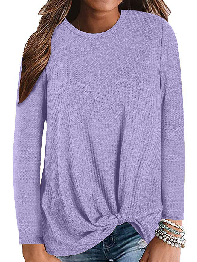 Spot 2021 European Spring and Autumn Fashion Casual Long Sleeve Solid Color Round Neck Street Knitwear Support Mixed Batch