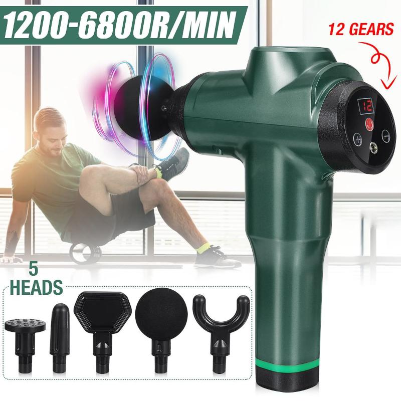 12 Gear Therapy Massage Guns 5 Head Muscle Massager LED Digital Pain Relax Massage Relax Body 3600mAh Battery 1200-6800r/min 
12 Gear Therapy Massage Guns 5 Head Muscle Massager LED Digital Pain Relax Massage Relax Body 3600mAh Battery 1200-6800r/min