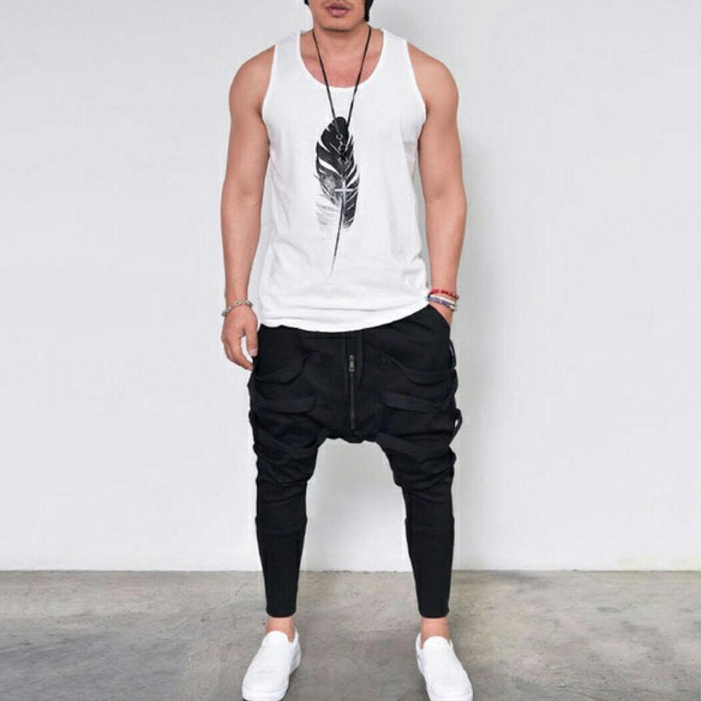 2020 Summer Men Muscle Sleeveless Tee Shirt Casual Loose O-Neck Tank Top Fashion Bodybuilding men Clothes Fitness Vest Male 0130