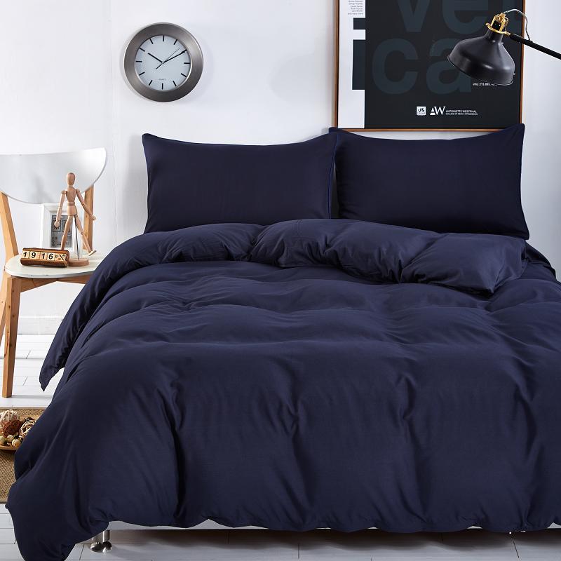 Bedding Sets Simple Color Lake Blue Striped Bed Sheet Duver Quilt Cover Pillowcase Soft Silver Gray King Queen Full Twin