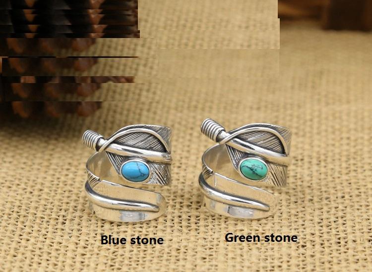Brand new 925 sterling silver jewelry Japanese American Indian hand-made designer antique silver open adjustable feather rings