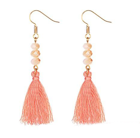 Crafted Beading Tassel Earrings Affordable Dangle Earrings Cotton Thread Multi Color Fringe Thread Drop Dangle Earrings