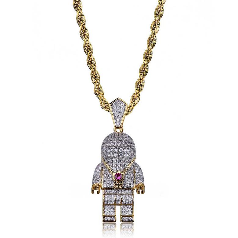 18K Gold Plated Spaceman Hip Hop Pendant Necklace Exquisite Street Fashion Bling Zirocn Paved Men Necklace
18K Gold Plated Spaceman Hip Hop Pendant Necklace Exquisite Street Fashion Bling Zirocn Paved Men Necklace