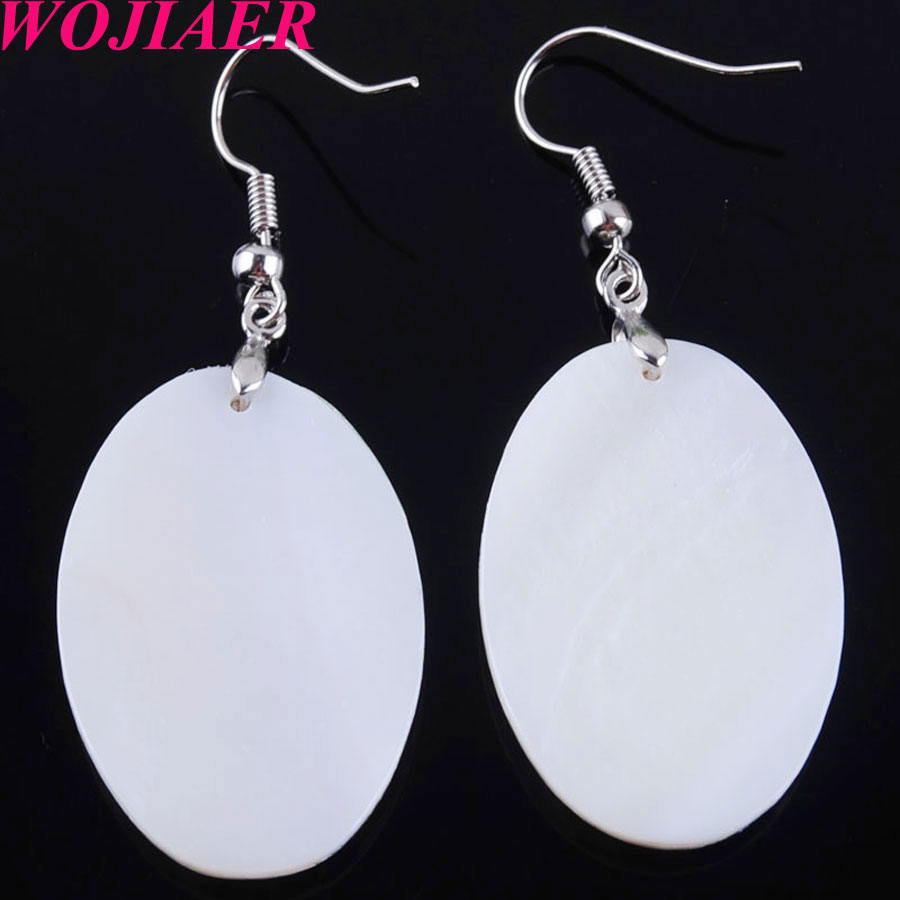 WOJIAER Vintage Double Color Oval Dangle Earrings Set For Women Girl Natural Abalone Shell Beads Drop Ear Jewelry BV905