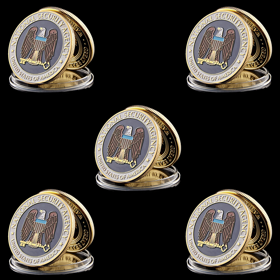 5pcs Arts and Crafts USA National Security Agency Washington D C Novelty Gold Plated Challenge Coin American Eagle Badge Collection 5pcs Arts and Crafts USA National Security Agency Washington D C Novelty Gold Plated Challenge Coin American Eagle Badge Collection